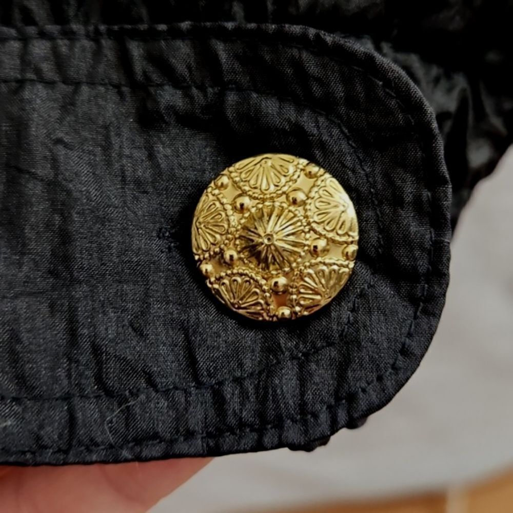 *Vintage Reversible Black Metallic Windbreaker Jacket Full Zip Oversized - Picture 5 of 11